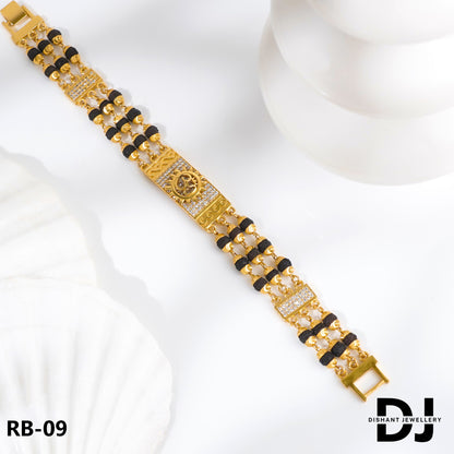 Extra ordinary Design 3 Line OM Rudraksha Gold Bracelet for Men.(RB-09)