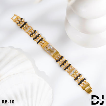Extra ordinary Design 3 Line RAM Rudraksha Gold Bracelet for Men.(RB-10)